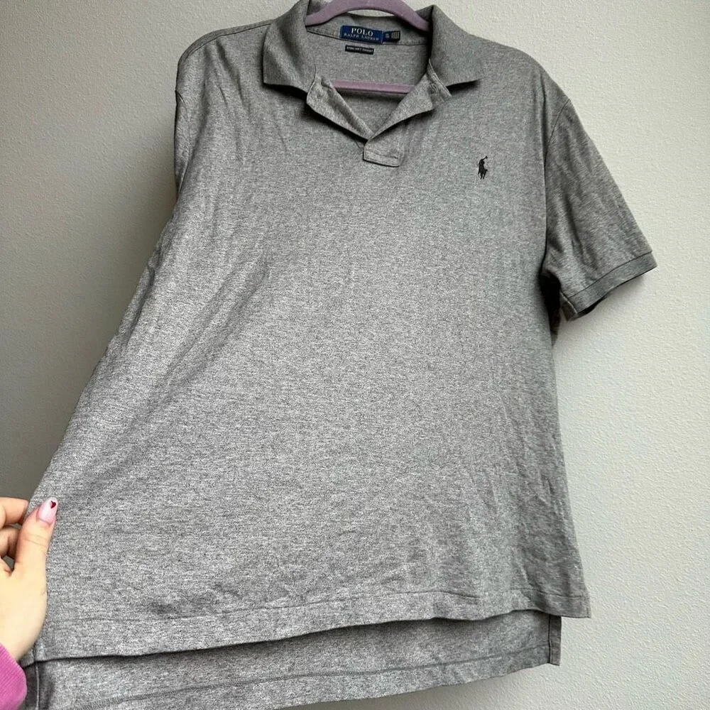 Ralph Lauren Polo Shirt Adult XL Classic Fit Gray Pony Golf Pima Soft Touch Mens